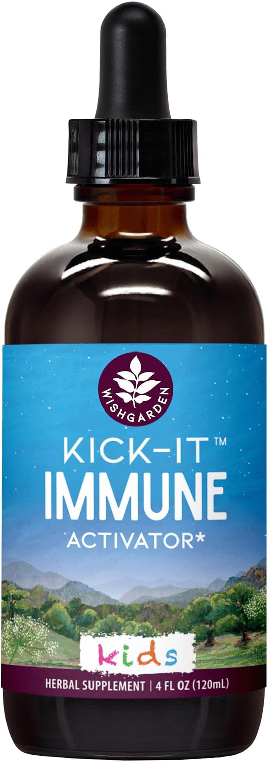 WishGarden Herbs Kick-It Immune for Kids - Immune Support Supplement for Kids, Herbal Immune Defense & Immune Booster with Echinacea, OSHA, Elder, Rapid Baby and Toddler Immune Support Formula, 4oz