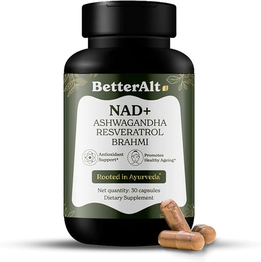 NAD+ Capsules | with Ashwagandha, Resveratrol, CoQ10, NAD+ Precursors | Vitamin B3 |Supports Longevity & Cellular Energy | 1-Month Pack
