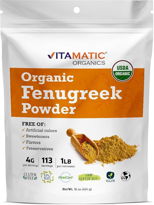 Vitamatic Certified USDA Organic Fenugreek 1 Pound (16 Ounce) (Seeds)