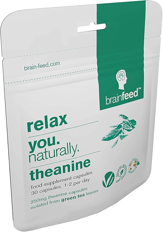 Natural L Theanine Capsules | 250mg Isolated L Theanine Powder from Green Tea Extract | 30 Capsules - 1 Per Day | GABA Supplement Support| Aids Relaxation Without Sedation | Vegan Supplement