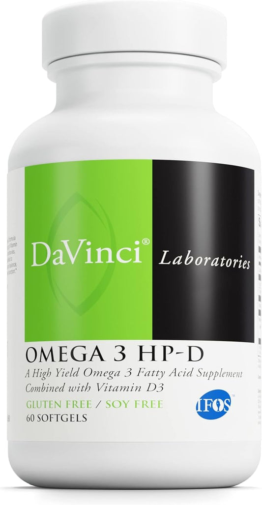 DAVINCI Labs Omega 3 HP-D - Dietary Supplement to Support Immune System, Healthy Joints and Cardiovascular and Skin Health* - with Vitamin D3 and More - Gluten-Free - 60 Softgels