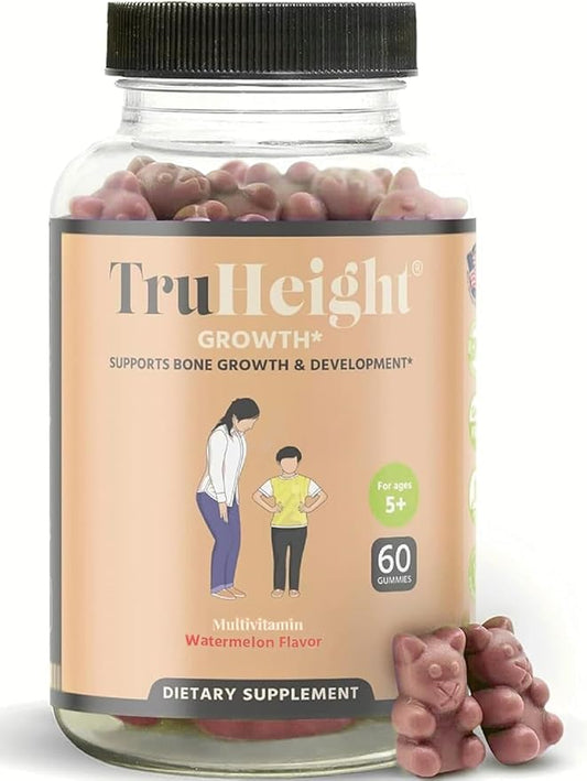 TruHeight Growth Gummies (Watermelon) Natural Growth & Development Supplement for Kids & Teens - Vitamin D, K, Calcium & Ashwaganda - Bone Strength Vitamins - Picky Eater Vitamin for Kids - Ages 5+