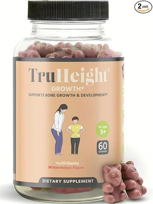 TruHeight Growth Gummies (Watermelon) Natural Growth & Development Supplement for Kids & Teens - Vitamin D, K, Calcium & Ashwaganda - Bone Strength Vitamins - Picky Eater Vitamin for Kids - Ages 5+