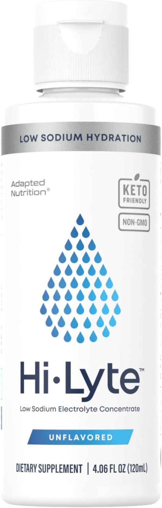 Hi-Lyte Low Sodium Electrolyte Supplement for Immune Support, Fasting and Rapid Hydration | 48 Servings | Magnesium, Potassium, Zinc | Unflavored Mineral Taste Drops