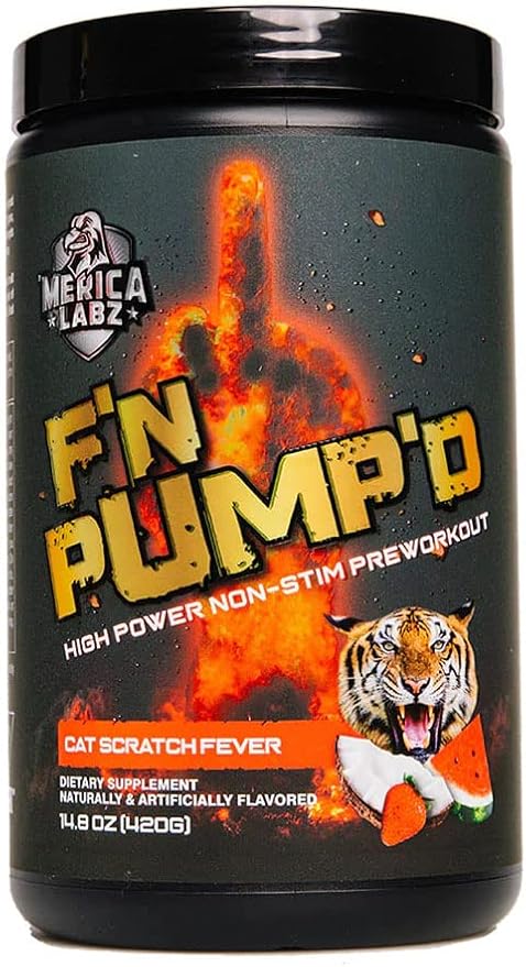 'Merica Labz F'N Pump'D Stimulant Free, Nitric Oxide,Fully Dosed, Pump PreWorkout Powder (20 Servings) (Cat Scratch Fever)