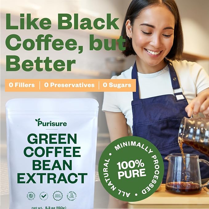 Green Coffee Bean Extract 150g, Green Coffee with Chlorogenic Acid, Body Detox and Cleanse for Women and Men, Natural Appetite Suppressant to Support Vitality and Energy, 750 Servings
