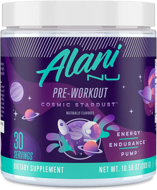 Alani Nu Pre Workout Powder Cosmic Stardust, Amino Energy Boost, Endurance Supplement, Sugar Free, 200mg Caffeine, L-Theanine, Beta-Alanine, Citrulline, 30 Servings