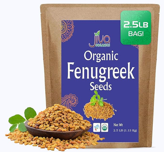 Jiva Organic Fenugreek Seeds 2.5 LB Bulk - Non-GMO, Gluten Free, Non Irradiated Whole Methi Seeds (Fenogreco En Semillas)