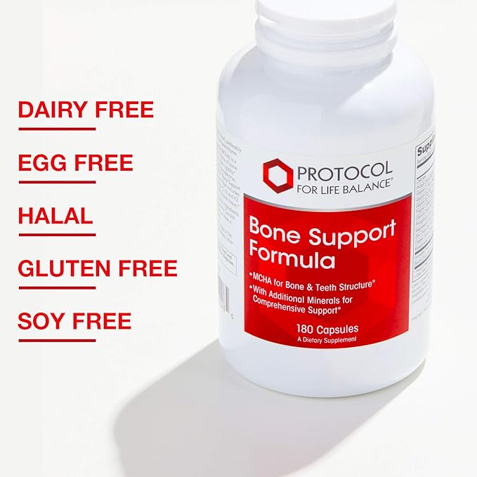 Protocol Bone Support Formula - for Bone Strength & Density* - with Calcium Hydroxyapatite, Boron & Phosphorus - Supplement for Teeth & Bone Health* - Dairy & Soy Free - 180 Caps