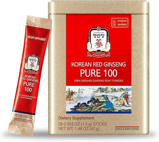 JungKwanJang Pure 100 Korean Red Ginseng Extract Powder Sticks, 28 Count