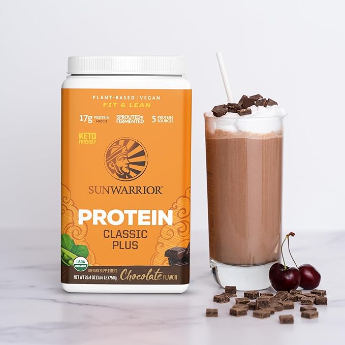 Clean Vegan Protein Powder Chocolate | Organic Protein Powder Plant Based Formula with 5 Superfood Blend Sprouted & Fermented | Non-GMO Low Carb Soy Dairy & Gluten Free (Chocolate, 30 Servings)