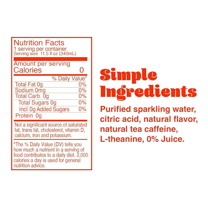 PHOCUS Energy Drink, Blood Orange Sparkling Water, 75mg Natural Caffeine Plus L-Theanine, Zero Sugar, Zero Calories, No Artificial Sweeteners, 11.5 fl oz Cans (Pack of 12)