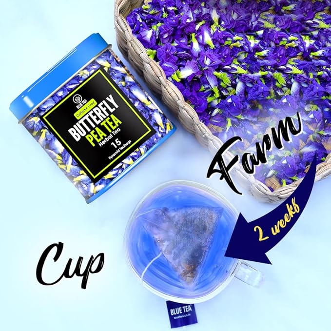 BLUE TEA - Pack of 3 - Butterfly Pea Flower (10 TB) + Butterfly Pea Cardamom (10 TB) + Butterfly Pea Lavender (10 TB) || FARM PACKED - HERBAL TEA || Caffeine Free - Gluten Free - Non-GMO |