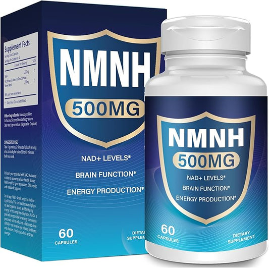 NMNH Supplement Alternative -NMNH (Dihydronicotinamide Mononucleotide), 500mg per Serving, Boost NAD+ Levels (More Effective Than Nicotinamide Riboside) for Anti Aging, Energy, Focus - 60 Capsule