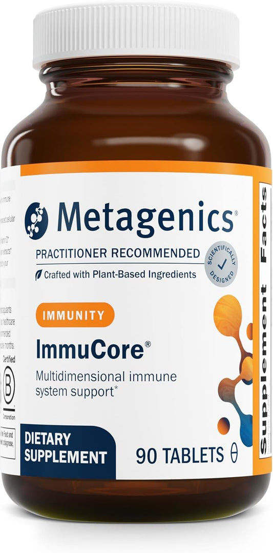 Metagenics ImmuCore, Multidimensional Support Supplement for Healthy Immune Function with Vitamin C, Vitamin D, Zinc and a Blend of Mushroom Extracts - 90 Tablets