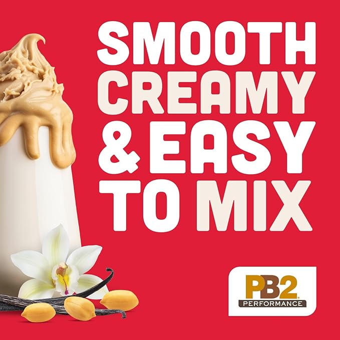 PB2 Performance Peanut Plant Based Vegan Protein Powder | 20g Complete Protein, No Added Sugar, Prebiotic Fiber | Dairy Free, Certified Vegan, Non-GMO, Gluten Free [Peanut w/Madagascar Vanilla, 2LB]