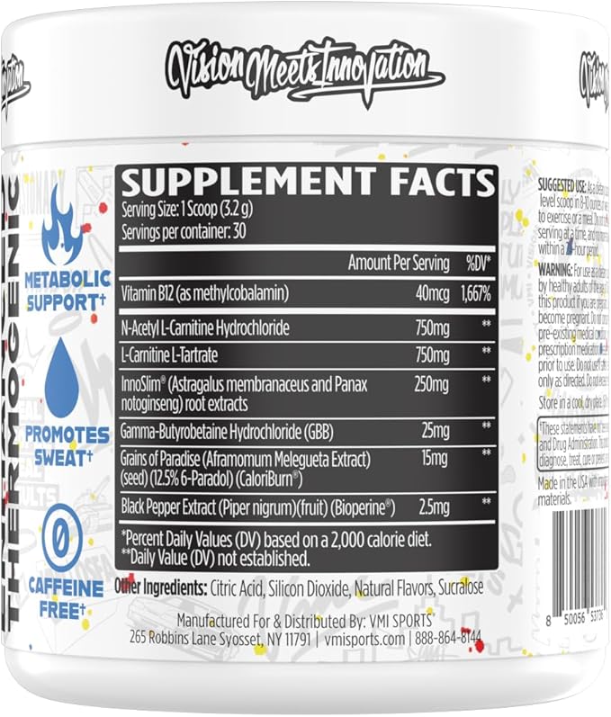 Heat L-Carnitine Powder Enhanced Thermogenic | 1500 mg L-Carnitine | Maximum Absorption Formula | Great Taste for Men & Women | 30 Servings (30 Serving, Sour Candy)