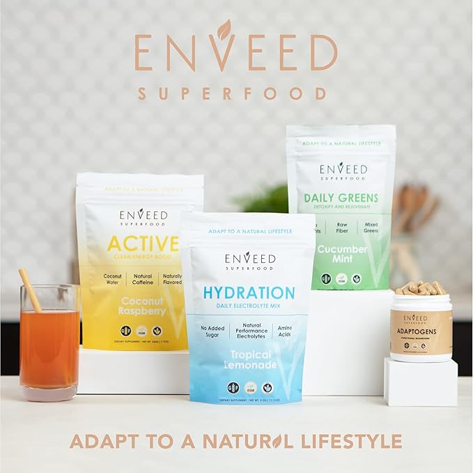 Enveed Superfoods ADAPTOGENS | Adaptogenic Support Supplement — Ashwagandha, Maca Root & Full Spectrum Mushrooms | Boost Your Immune Response & Energy Levels with 100% Natural Ingredients—30 Servings