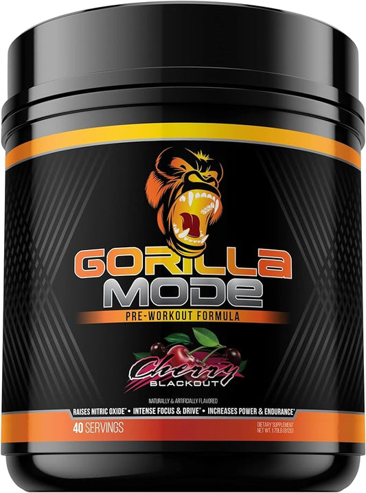 Gorilla Mind Pre Workout - Massive Pumps Laser Focus Energy Power - L-Citrulline, Creatine, L-Tyrosine, Betaine, Hydroprime, Alpha-GPC, 400mg Caffeine, Huperzine A - 812g (Cherry)