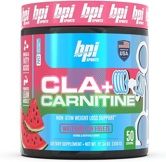BPI Sports CLA+Carnitine–Conjugated Linoleic Acid–Weight Loss Formula –Metabolism, Performance, Lean Muscle–Caffeine Free–For Men & Women–Watermelon Freeze–50 servings – 12.34 oz.(Packaging May Vary)