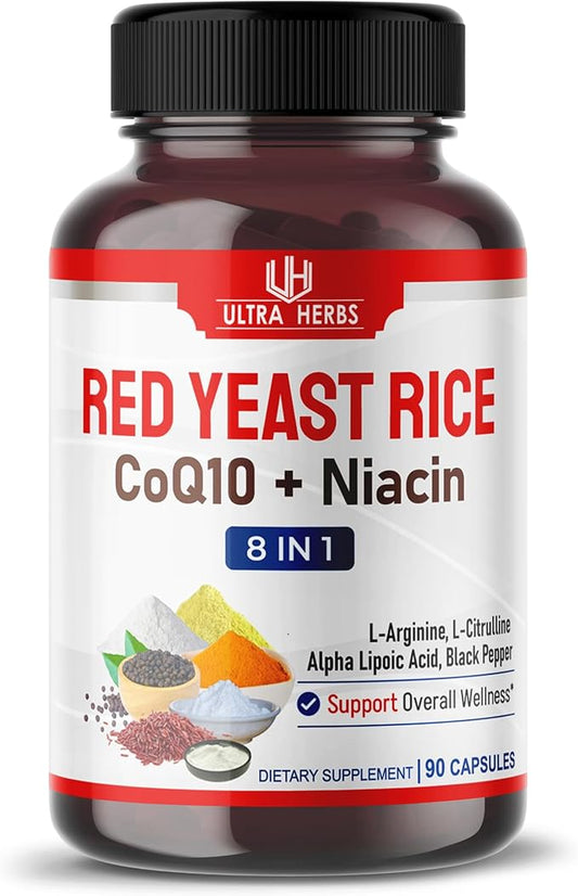 Ultra Red Yeast Rice CoQ10 - Promote Overall Health with Niacin, L-Arginine, L-Citrulline (90 Count (Pack of 1))