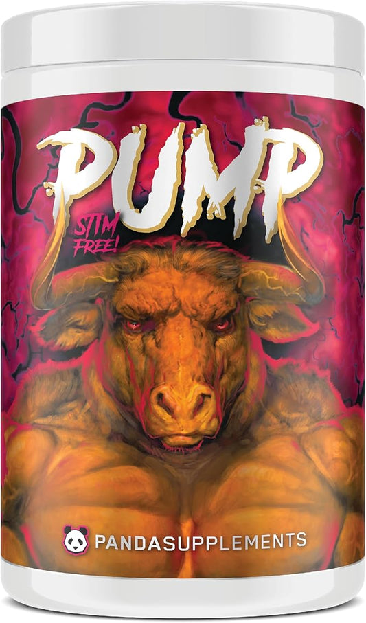 Panda Supps Pump: Stimulant-Free Pre-Workout, No-Clump Formula w/10G L-Citrulline Malate, Alpha GPC, Lions Mane,CognatiQ™, AmentoPump™ 40 Scoops (Sweet Black Cherry)