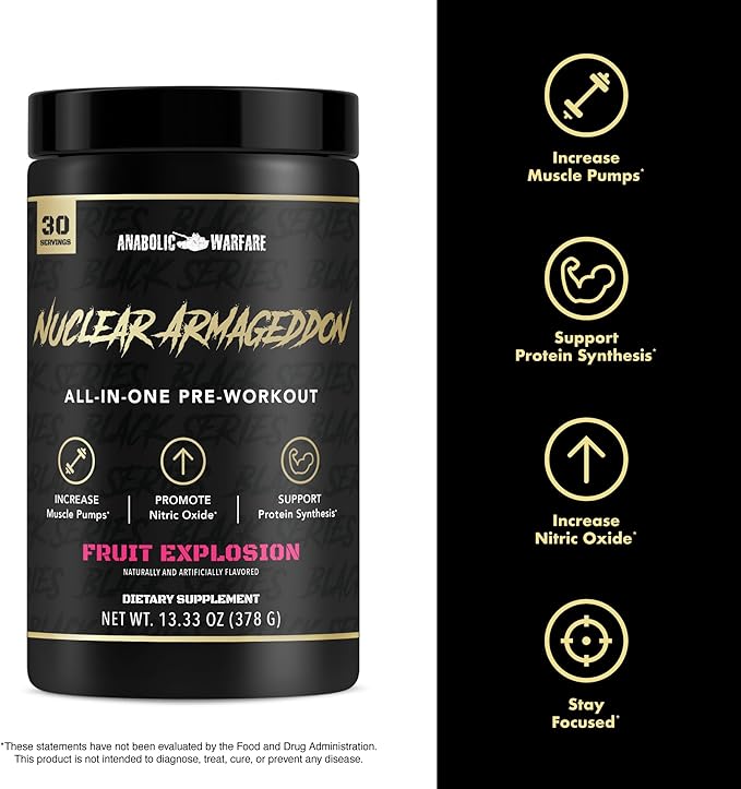 Anabolic Warfare Nuclear Armageddon Pre Workout Powder Pre-Workout for Men & Women with L-Citrulline, Beta Alanine Powder and Caffeine (Orange Juice - 30 Servings)