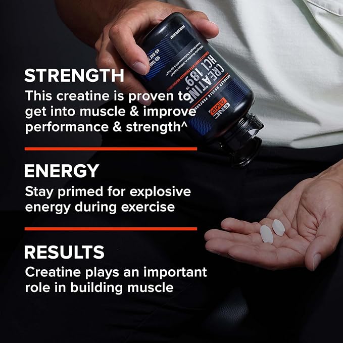GNC AMP Creatine HCl 189 Pills, Clinically Proven Strength & Muscle Builder, Athletic Performance, Energy Production, Recovery Supplement, Fast Absorbing, Gluten Free Formula, 120 Servings