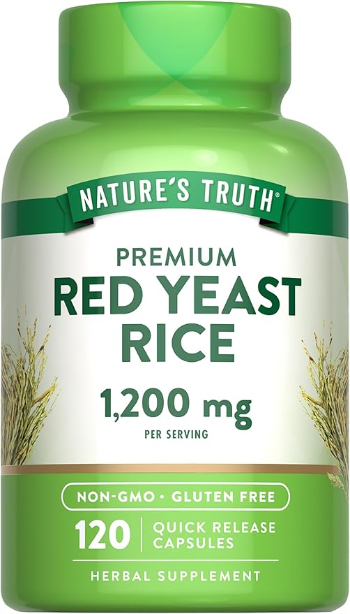 Nature's Truth Red Yeast Rice Capsules 1200 mg | 120 Count | Non-GMO & Gluten Free Supplement