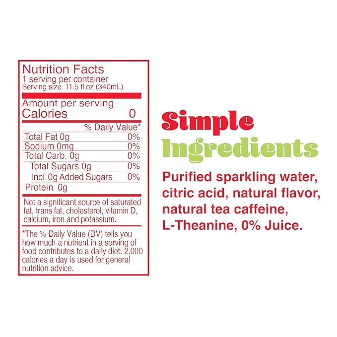 PHOCUS Energy Drink, Strawberry Kiwi Sparkling Water, 75mg Natural Caffeine Plus L-Theanine, Zero Sugar, Zero Calories, No Artificial Sweeteners, 11.5 fl oz Cans (Pack of 12)