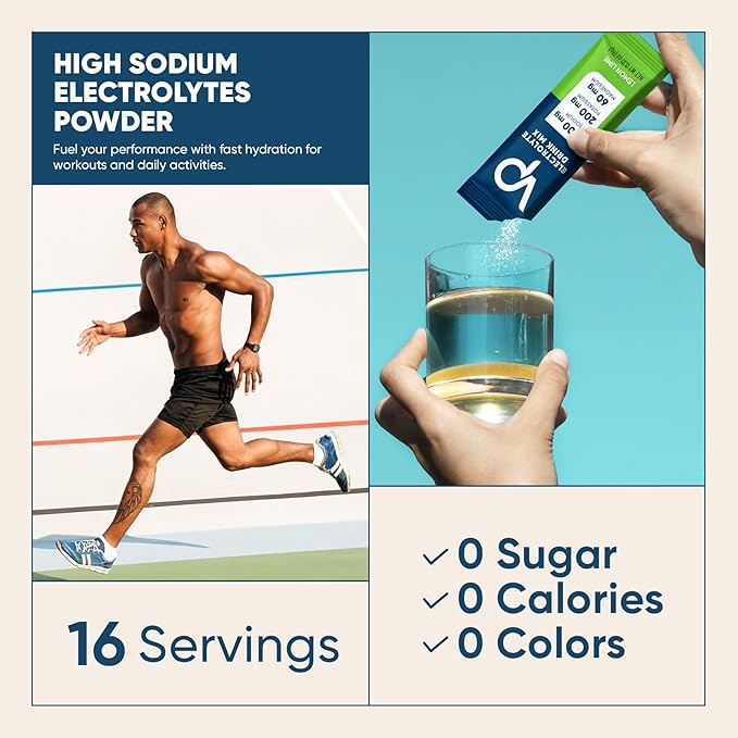 Venture Pal High Sodium Sugar-Free Electrolyte Powder Packets - Hydration Packets with Sodium, Potassium & Magnesium | Zero Calories | Vegan, Keto, and Paleo Friendly | 30 Sticks