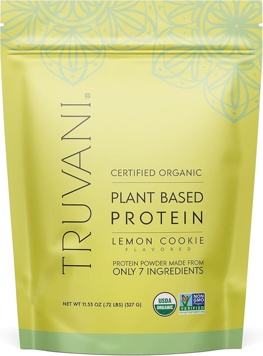 Truvani Vegan Pea Protein Powder | Lemon Cookie | 20g Organic Plant Based Protein | 10 Servings | Keto | Gluten & Dairy Free | Low Carb | No Added Sugar