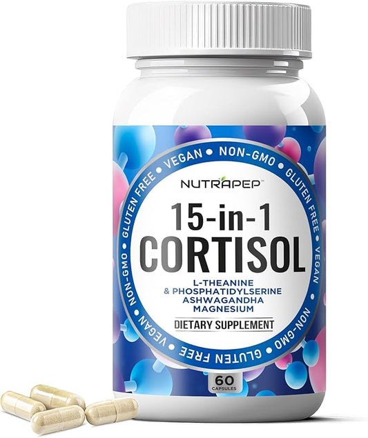 Cortisol Detox Supplement Men Women - Reduce Lower Cortisol High Cortisol Reducer Blocker Control - Supports Stress Mood Rest Adrenal Calm Relax with Ashwagandha L-Theanine Magnesium