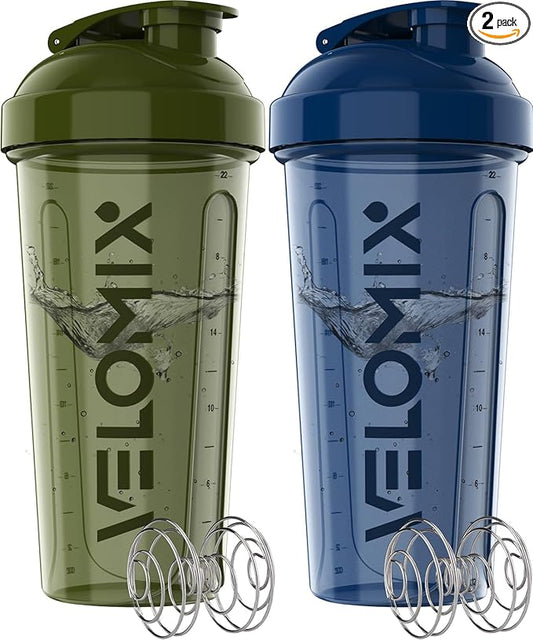 -2 Pack- 28 oz Protein Shaker Bottles for Protein Mixes - 2x Wire Whisk | Leak Proof Shaker Cups for Protein Shakes | Pre Workout Shaker Bottle | Shakers for Protein Shakes-Green&Blue