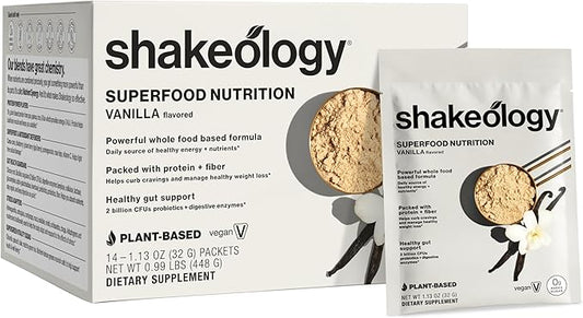 BODi Shakeology 0g Added Sugar Plant Based Protein Powder Blend, Gluten-Free Shake with Vitamins and Minerals – Helps Support Healthy Weight Loss, Lean Muscle, Gut Health, Vanilla - 14 Servings