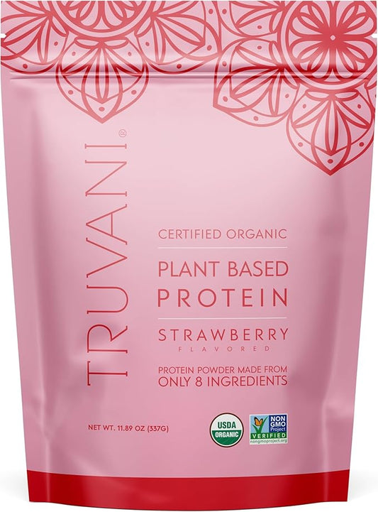 Truvani Vegan Pea Protein Powder | Strawberry | 20g Organic Plant Based Protein | 10 Servings | Keto | Gluten & Dairy Free | Low Carb | No Added Sugar
