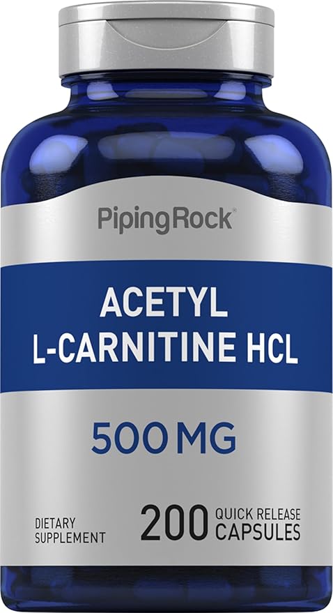 Piping Rock Acetyl L-Carnitine 500mg | 200 Capsules | HCL Supplement | Non-GMO, Gluten Free