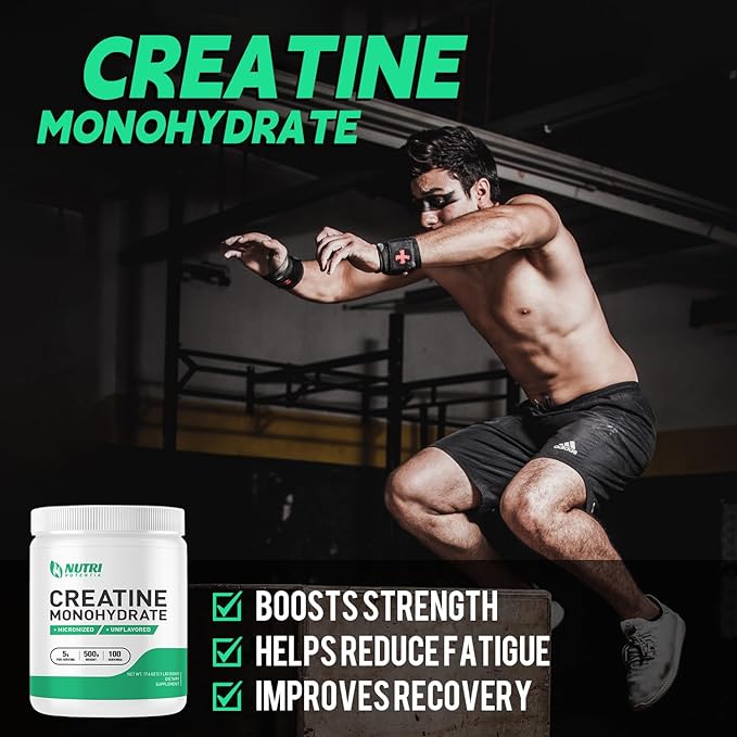 Creatine Monohydrate Powder 500g, Pure Micronized Creatine Supplements for Men and Women Building Muscle, Pre & Post Workout Creatine Powder, Vegan, Unflavored - 100 Servings (1.1Lb)