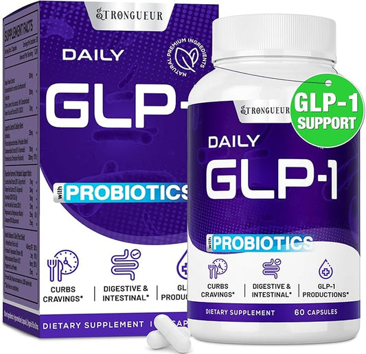 GLP-1 Supplement, 16 in 1 Natural GLP-1 Support, with Probiotic, Hops Extract & Eriocitrin, GLP1 Supplement for Women & Men, GLP1 Probiotics for Digestion, Gut & Metabolism - 30 Days Supply (60 Caps)