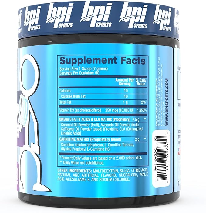 BPI Sports CLA + Carnitine – Conjugated Linoleic Acid – Performance, Lean Muscle – Caffeine Free – For Men & Women – Snow Cone – 50 servings – 12.34 oz.