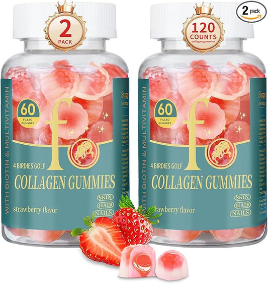 2Pack Collagen Peptides Gummies for Women Men Sugar-Free, Multi Collagen Peptides Hydrolyzed Protein Type I, II, III, V, X with Biotin Vitamin C A E D3 B6 B12 for Skin Hair Nails, Bone