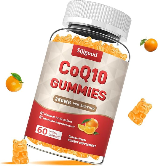 Sugar-Free CoQ10 - Gummies, Coenzyme Q10(Ubiquinone) Gummies with Omega-3, Vitamin E B12, Magnesium, Zinc, q10 Supplement for Energy, Brain & Antioxidant Support, Orange Flavor, 60 Gummies