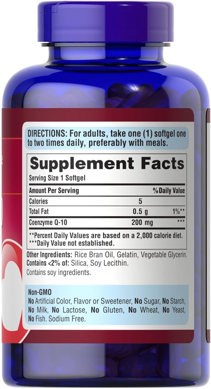 Puritan's Pride Coenzyme CoQ10 200mg, Dietary Supplement for Heart Health, Blood Pressure, Oral Gum Health, and Healthy Aging Support, 240 Servings, Rapid Release Softgels