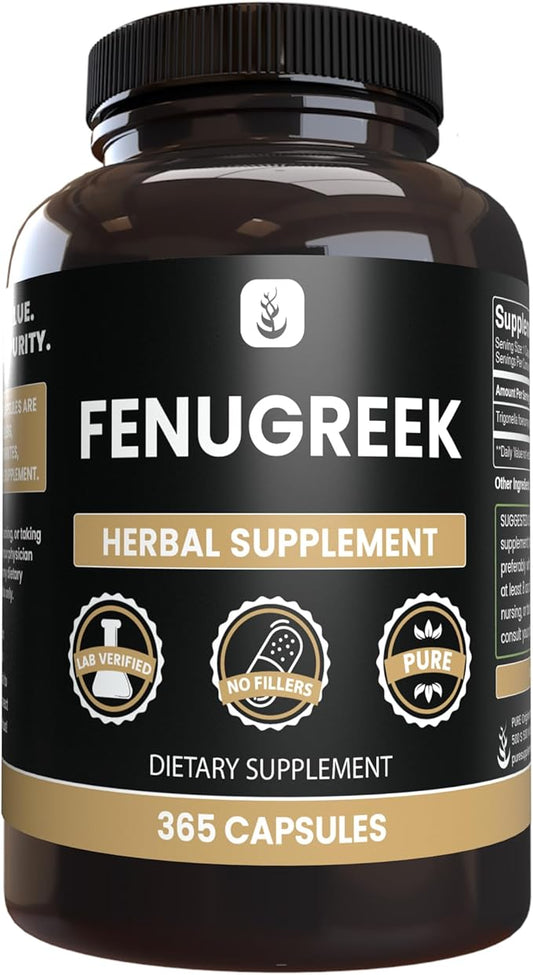 Pure Original Ingredients Fenugreek (365 Capsules) No Magnesium Or Rice Fillers, Always Pure, Lab Verified