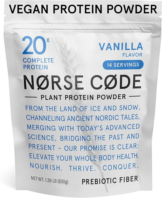Vanilla Plant-Based Protein Powder – 20g Protein, Vegan, Keto, Dairy-Free, Zero Sugar, Fiber, Upcycled Barley, Rice & Pea Protein – 1.33 lbs [14 Servings]