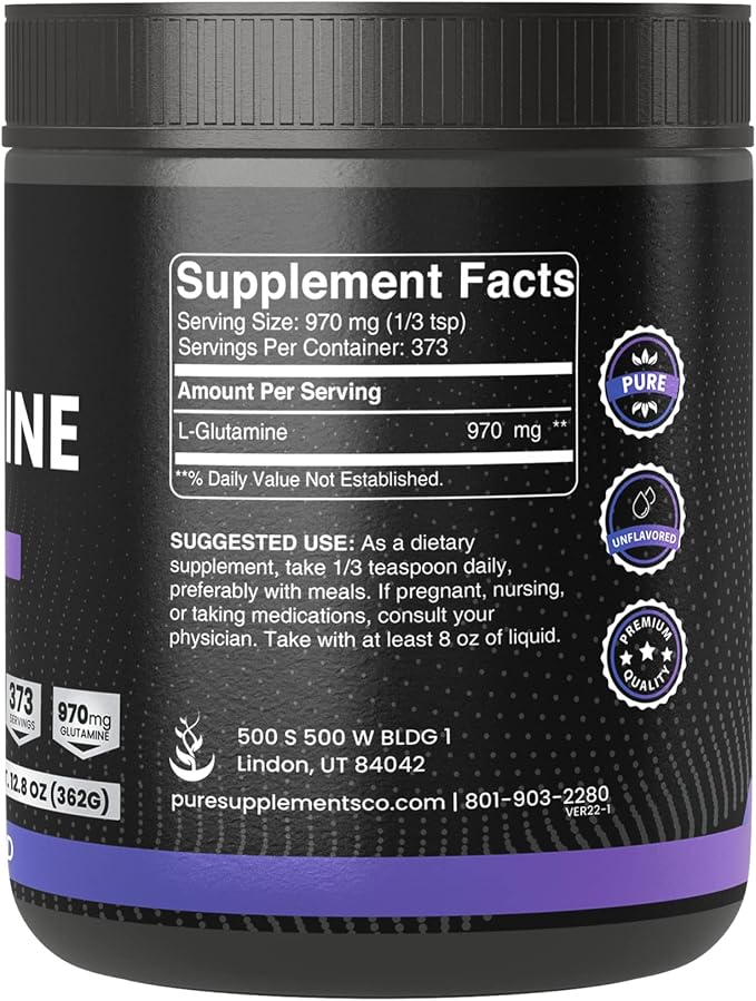 Pure Original Ingredients L-Glutamine Powder, (12 oz), Natural Amino Acid, Flavorless, Always Pure