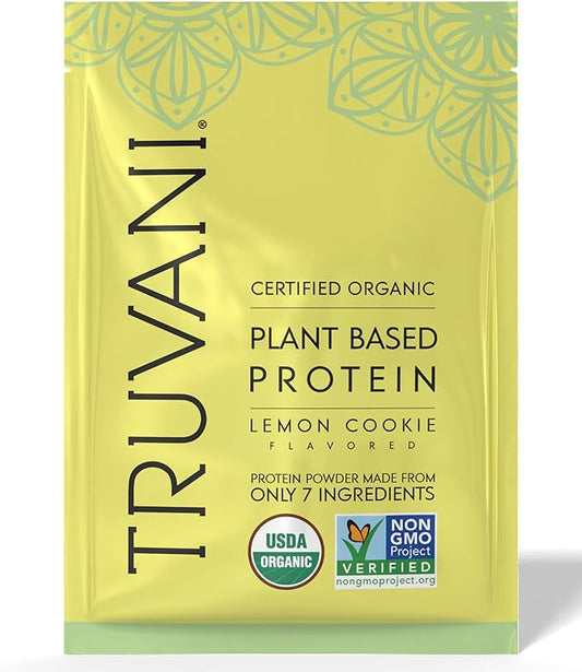 Truvani Vegan Pea Protein Powder | Lemon Cookie | 20g Organic Plant Based Protein | 1 Serving | Keto | Gluten & Dairy Free | Low Carb | No Added Sugar