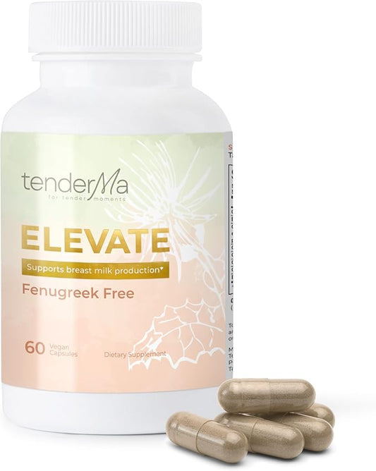 Elevate Fenugreek Free Lactation Support Supplement – Supports Breastfeeding Wellness with Organic Goat’s Rue, Lion’s Mane, Blessed Thistle & Brewer’s Yeast – 60 Capsules