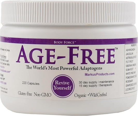 Age Free Formula - Antioxidant and Adaptogen Capsule Supplement with Tocotrienols, Full B Complex, Ellagitannin and Ashwagandha