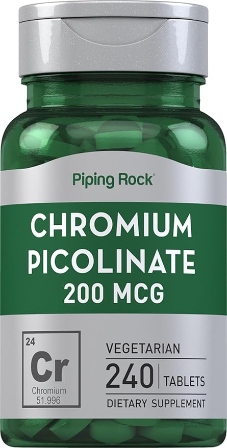 Piping Rock Chromium Picolinate 200mcg | 240 Tablets | Trace Mineral Supplement | Vegetarian, Non-GMO, Gluten Free
